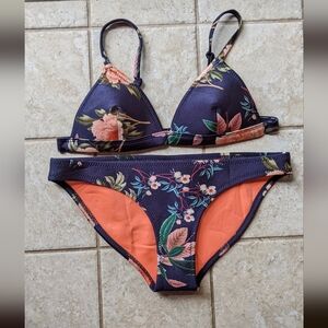 Triangl The Delilah Navy Floral Swim Bikini set